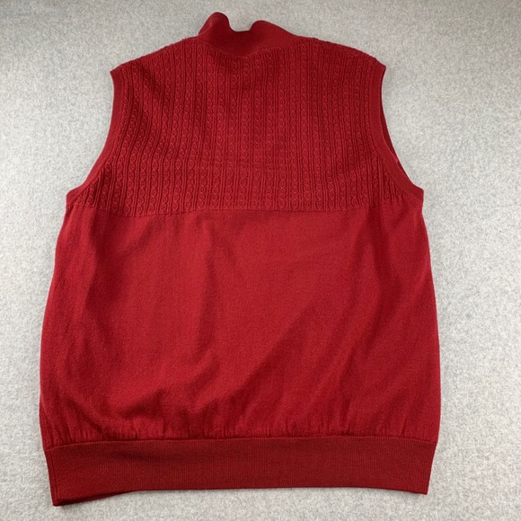 Bobby Jones Sweater Vest Mens XXL Red Quarter Zip Lined Cable Knit Golf Pullover - Picture 9 of 9